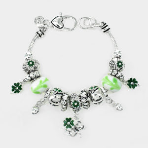 Silver St. Patrick's Day Beaded Charm Bracelet | AeyrApparel.com