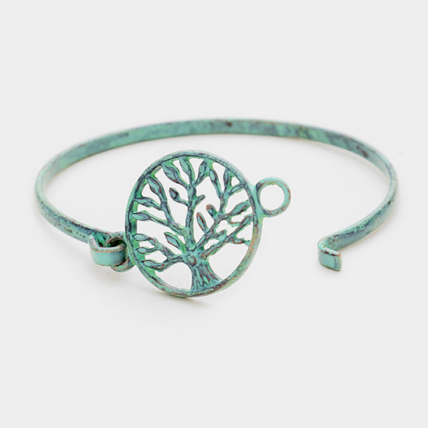 Patina Green Tree of Life Bangle Bracelet | AeyrApparel.com