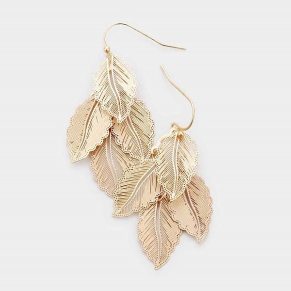 Gold Filigree Leaf Bunch Earrings | AeyrApparel.com
