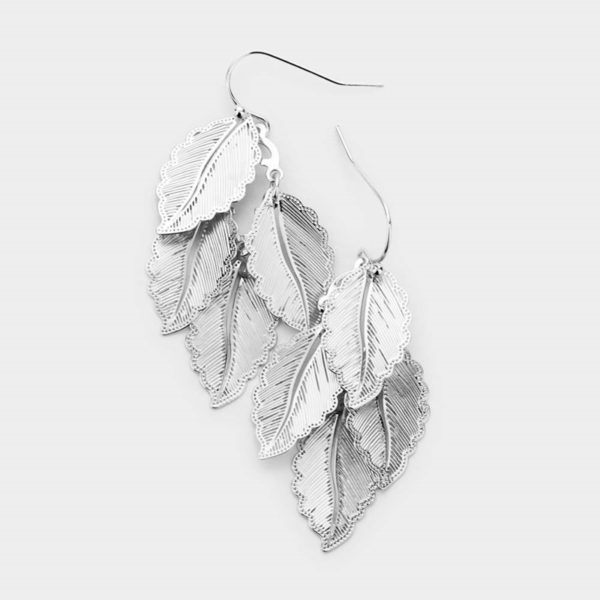 Silver Filigree Leaf Bunch Earrings | AeyrApparel.com