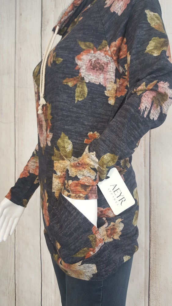 Gwenneth Floral Cowl Neck Pullover | AeyrApparel.com
